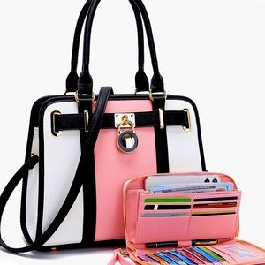 Satchel Tote Purses Set With Matching Wallet